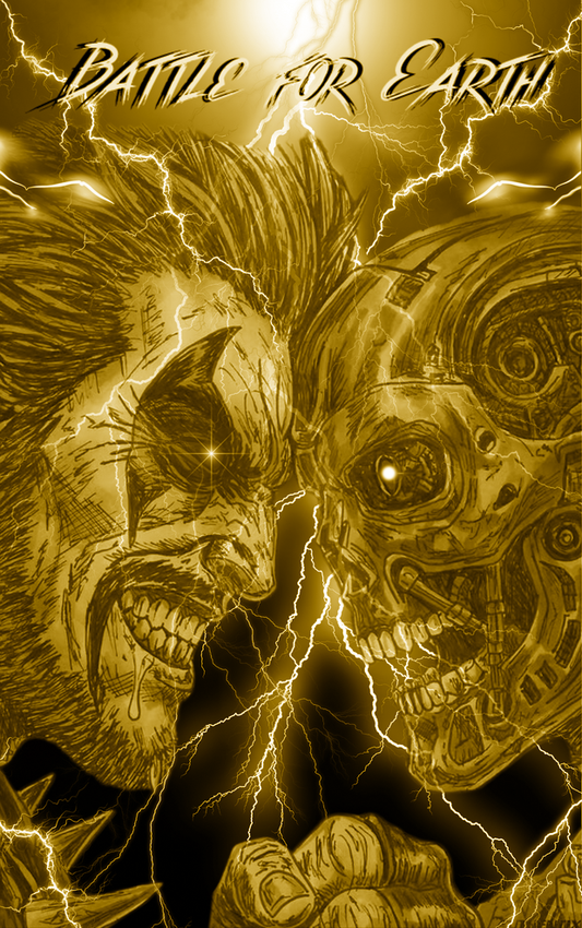 Lobo vs Terminator Battle for Earth (Brett Azar) Artbook Cover B TEXTURED METALS