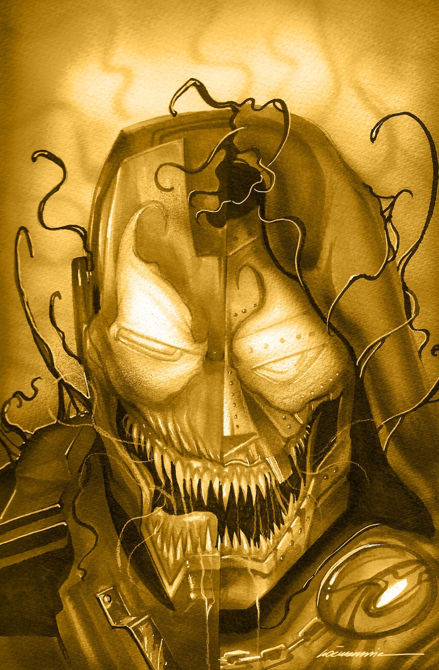 EMBOSSED FOIL Gorkem Demir (Iron Man/Doom) !GOLD! A Victorious Comics & Dr. Flaw Comix Fan Expo Dallas Exclusive