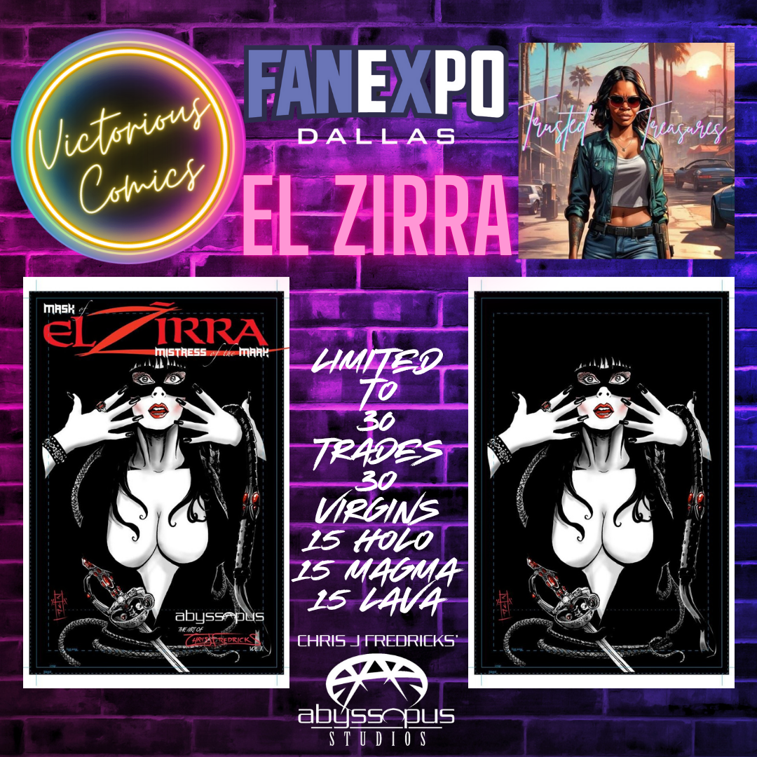 LAVA FOIL EL ZIRRA VIRGIN (ELVIRA ZORRO MASHUP) ARTBOOK BY CHRIS J FREDRICKS LIMITED TO 15 (NUMBERED) DALLAS FAN EXPO
