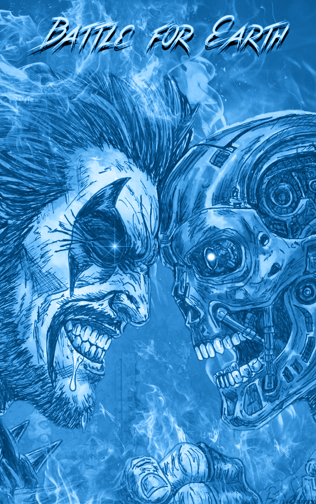 Lobo vs Terminator Battle for Earth (Brett Azar) Artbook Cover A TEXTURED METALS