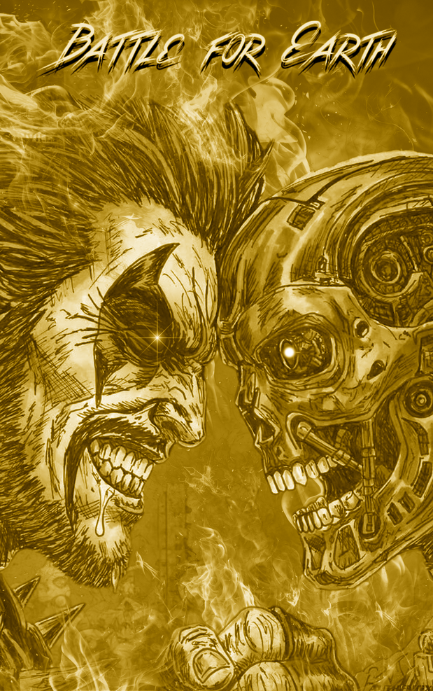 Lobo vs Terminator Battle for Earth (Brett Azar) Artbook Cover A TEXTURED METALS