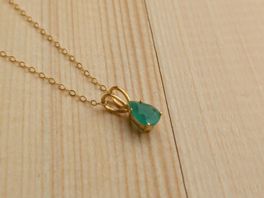 14k Gold Filled Genuine Emerald Necklace