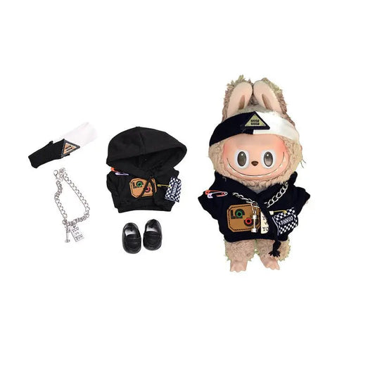 Labubu 17cm Black Sweatshirt Outfit for Vinyl Pendant & Blind Box Dolls【Apparel Only]