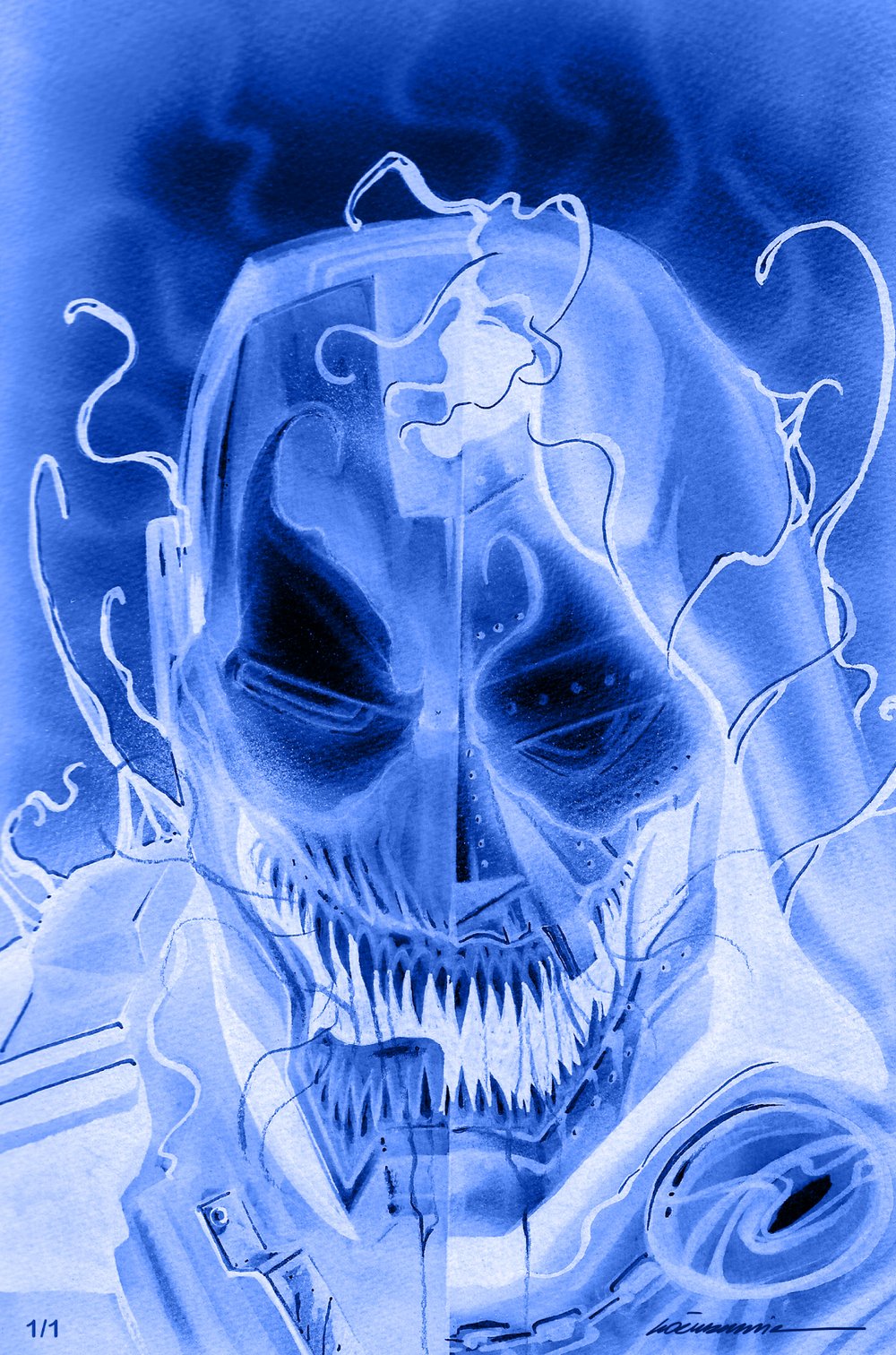 METAL EMBOSSED TEXTURED Gorkem Demir (Iron Man/Doom) !Rare Blue 1/1! PLUS GOLD METAL/NEGATIVE METAL/ORIGINAL COVER METAL total of 4 metals