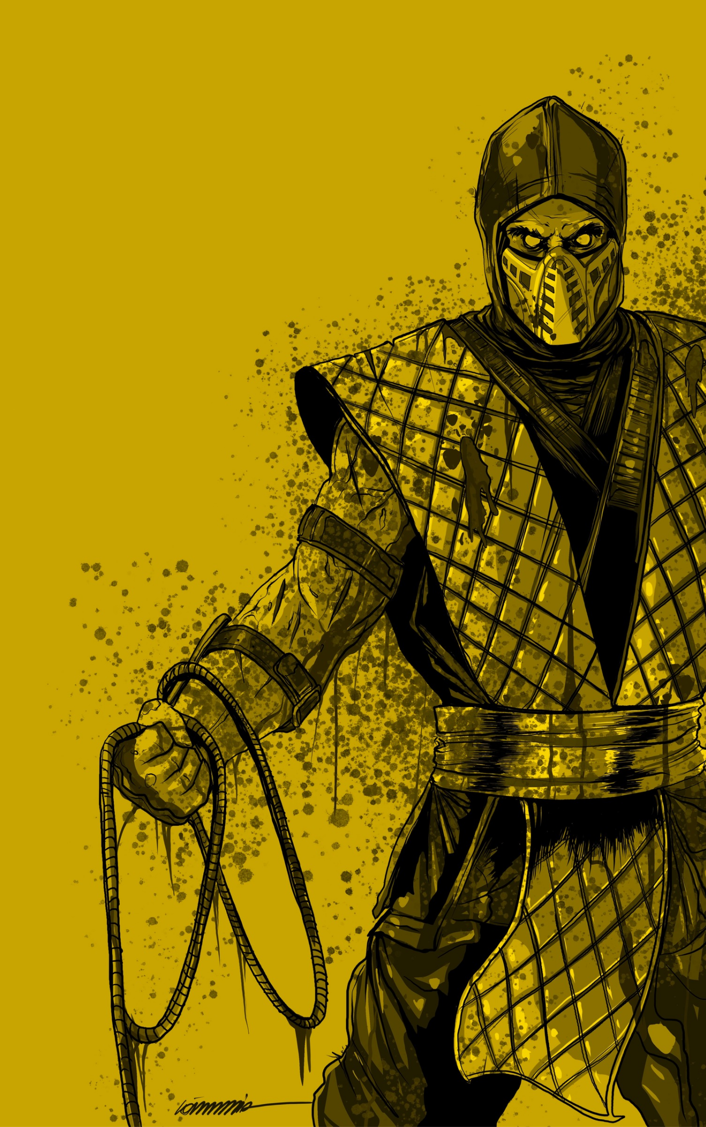 EMBOSSED FOIL Scorpion Mortal Kombat (GOLD) Gorkem Demir Sketchbook Limited to 25 NYCC with coa